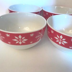Vintage Royal Norfolk Holiday Christmas Cereal Chili Salad Bowls Red with White